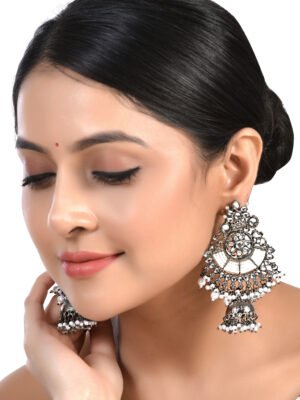 Chandbali Statement Earrings with Side Chain