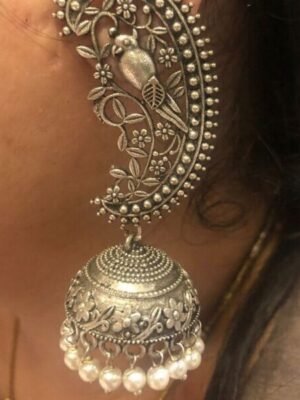 Silver Replica Floral Jhumki