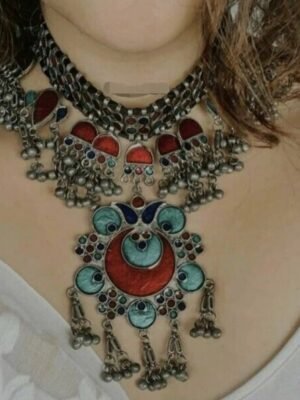 Afghani Enamel Boho Choker Necklace