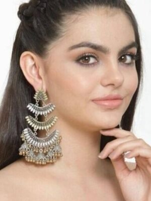 Dual Tone Long Earrings