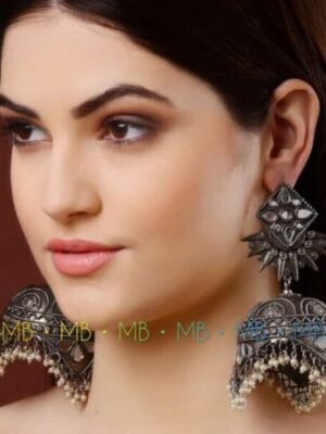 Long Mirror Jhumka Earring