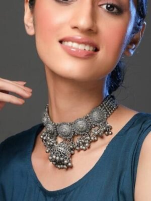 Oxidized Jhumki Necklace Set