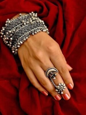 Antique Ghunghroo Openable Kada with Ring