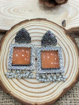 Orange Stone Dangler Earrings