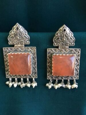 Orange Stone Dangler Earrings