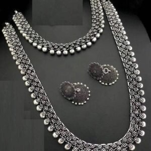 German Silver Oxidised Necklace Combo