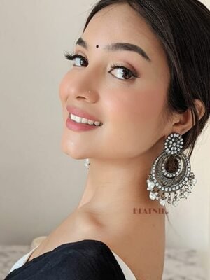 Black Stone Chandbali Earrings