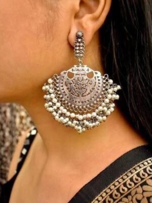 Silver Replica Chandbali Earrings