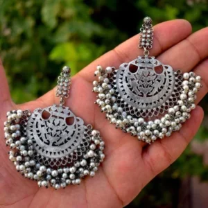 Silver Replica Chandbali Earrings