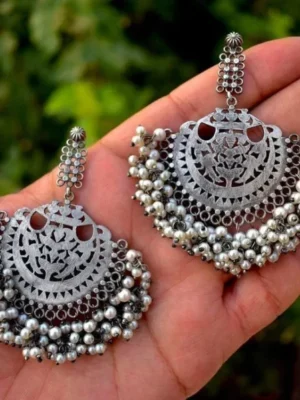 Silver Replica Chandbali Earrings