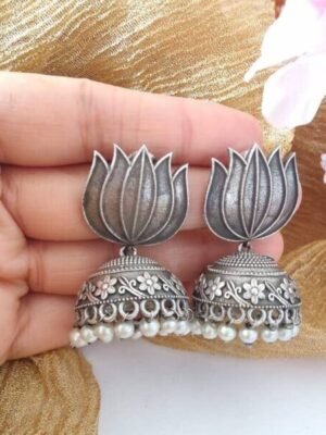 Antique Lotus Jhumka Earrings