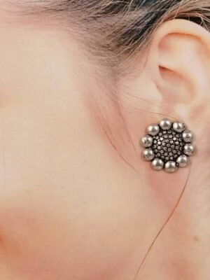 Dual Tone Round Stud Earrings Combo