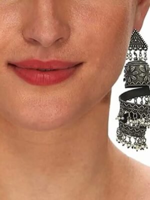 Black Polish Long Dangler Earrings