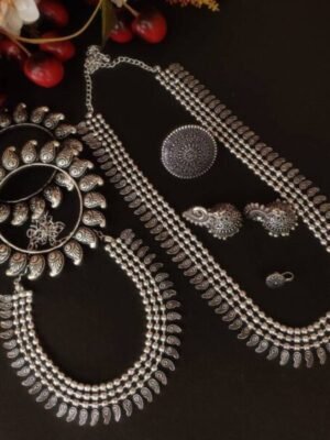 Oxidized German Silver Long Necklace Set