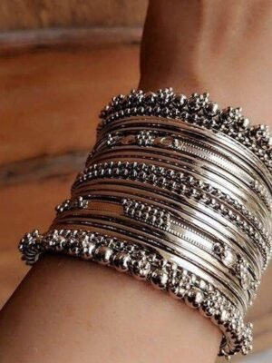 Silver Oxidized Bangle set of 20