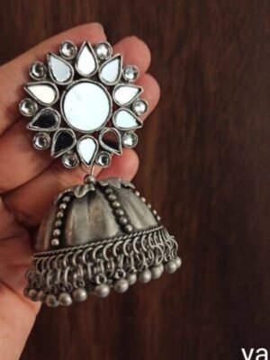 Oxidized Mirror Black Jhumka