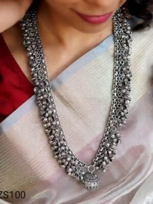 Oxidised Ghungroo Ball Long Necklace