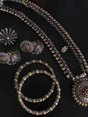 Indian Dual Tone Oxidised Jewellery Set