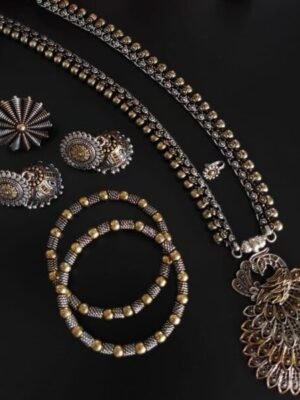 Indian Dual Tone Oxidised Jewellery Set