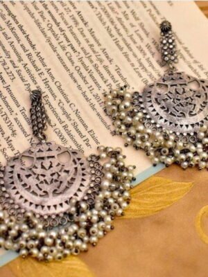 Silver Replica Chandbali Earrings