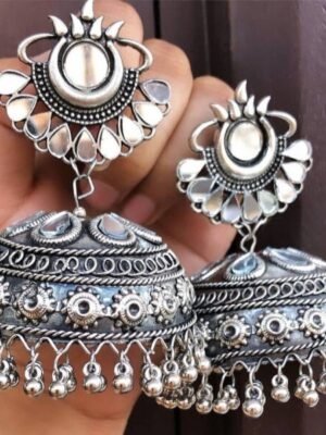 Oxidized Mirror Jhumka Jhumki