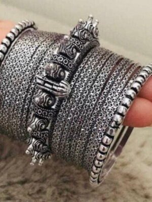 Oxidised Bangles with kada