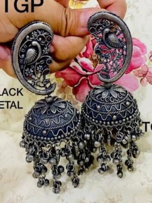 Antique Silver Ghungroo Jhumka