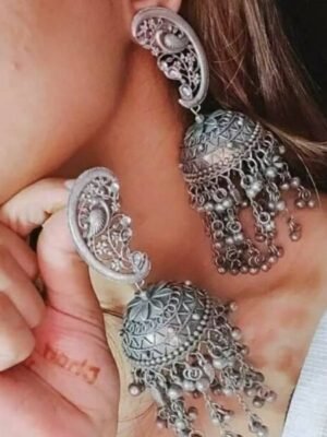 Antique Silver Ghungroo Jhumka