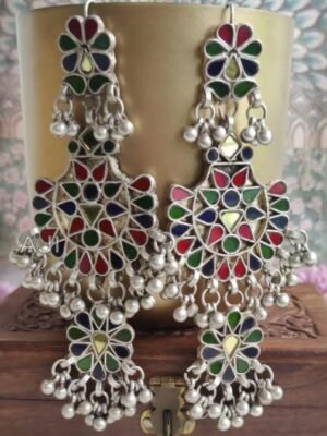 Afghani Glass Mirror Dangler Earrings