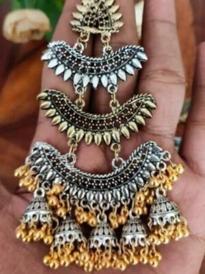 Dual Tone Long Earrings