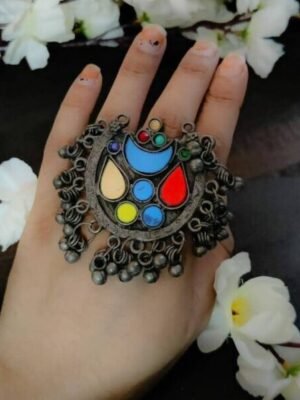 Multicolour Half Moon Ring