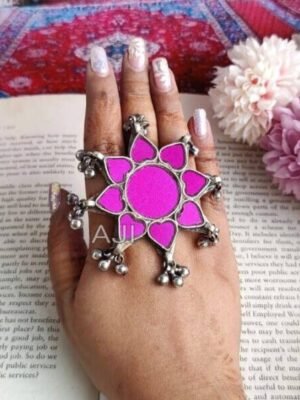 Floral Glass Ring with Ghungroo