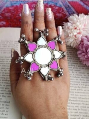 Floral Glass Ring with Ghungroo