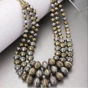 Two Tone Multilayer Bead Necklace