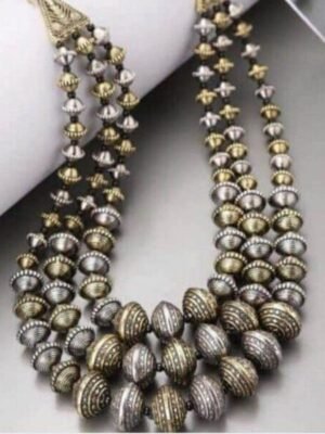 Two Tone Multilayer Bead Necklace