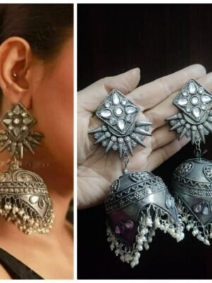 Long Mirror Jhumka Earring