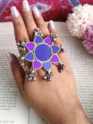 Floral Glass Ring with Ghungroo