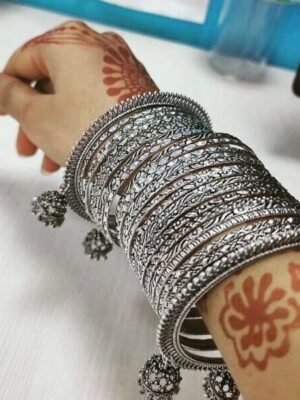 Oxidised Jhumki Bangle Set