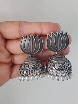 Antique Lotus Jhumka Earrings