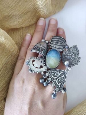 Silver Look Druzy Stone Ring