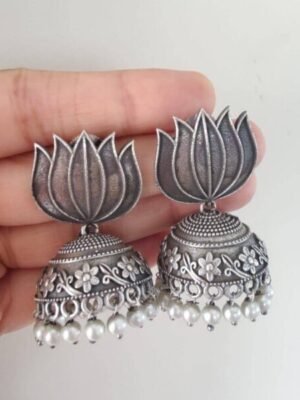 Antique Lotus Jhumka Earrings