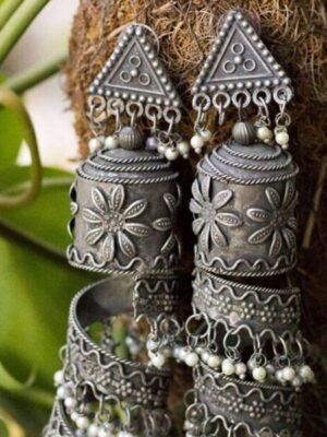 Black Polish Long Dangler Earrings