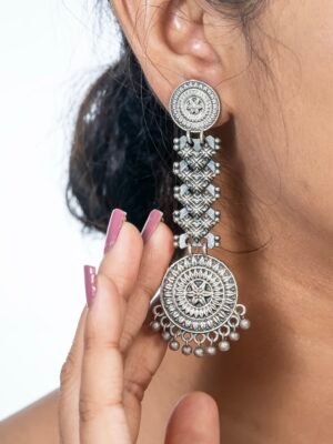 Silver Plated Long Dangler Earrings