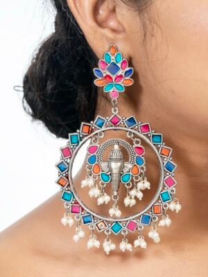 Multicolor Ganesha Meenakari Earrings