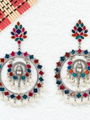 Multicolor Ganesha Meenakari Earrings