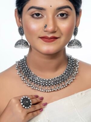 Oxidised Ghunghroo Choker Set