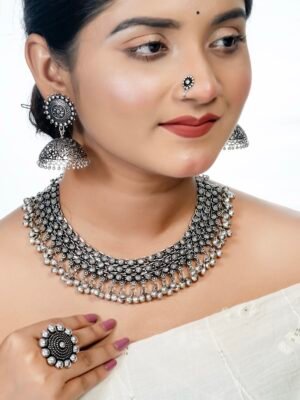 Oxidised Ghunghroo Choker Set