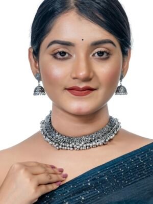 Silver Look Alike Ethnic Ghungroo Choker