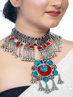 Afghani Enamel Boho Choker Necklace