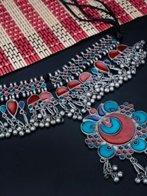 Afghani Enamel Boho Choker Necklace